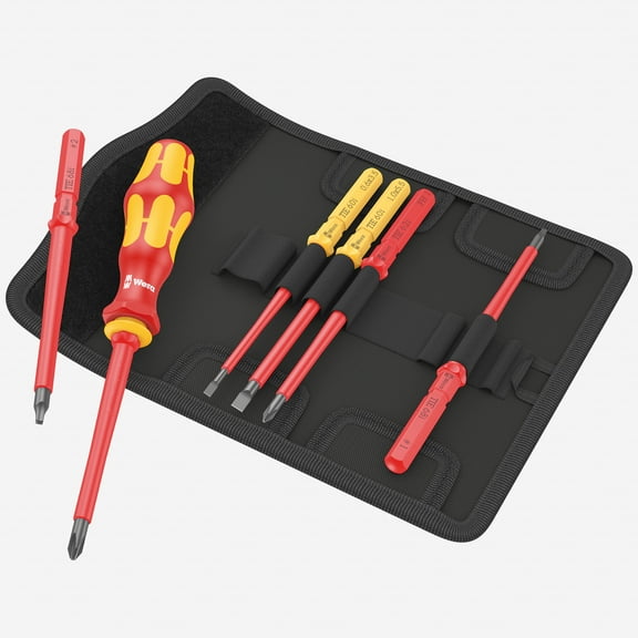 Wera 006604 Kraftform Kompakt VDE 7 Imperial 1 Insulated Screwdriver Set, 7 Pieces