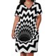 thumbnail image 2 of Vestido de novia con bolsillos sueltos, diseño de chevron óptico y negro (negro/blanco), vestido de verano para uso diario., 2 of 6