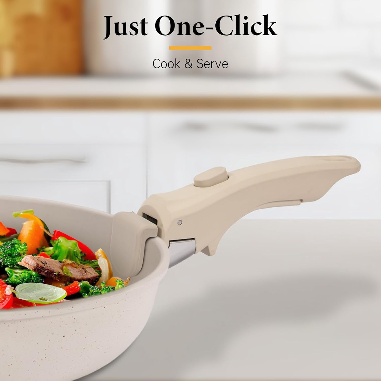 Removable Pot Handle, 2Pcs Universal Pan Handle, Replacement for Pots and Pans, Fits All Cookware + 2 Heat-Resistant Silicone Oven Mitts & 5 Measuring Spoons, Durable & Heat-Resistant, Cream Beige