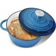 thumbnail image 1 of Trustmade 3 QT Cast Iron Dutch Oven, Enamel Coated Cookware Pot with Self Basting Lid for Home Baking, Braiser, Cooking, Blue, 1 of 8