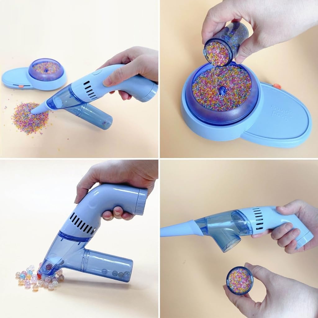 Air Duster and Vacuum Cleaner, Electric Bead Sucker Bug Vacuum, Handheld Vacuum Cleaner, Wet and Dry Use for Window Sofa Corner Home Door Crack Car and Desk(Blue)