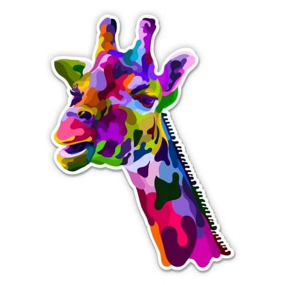 Giraffe Colorful - 3" Vinyl Sticker - For Car Laptop Water Bottle Phone - Waterproof Decal
