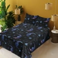 thumbnail image 2 of Ambesonne Moon Fitted & Flat Sheet with Shams 4 Pcs Set, Galaxy Sun and Crescent Motif, Queen, Quartz Charcoal Grey and Pink, 2 of 5