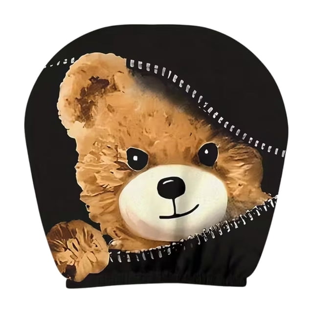 Kieccall Stylish Zippered Bear Print Car Pillow Cover, Adorable All-Over Pattern Pillow Protector for Seat Headrests and Home Decor