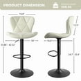 thumbnail image 3 of Daluvenix Modern Bar Stools Set of 3, Adjustable Swivel Counter Height Bar Chairs with Back, Faux Leather Upholstered for Kitchen Island, White, 3 of 7