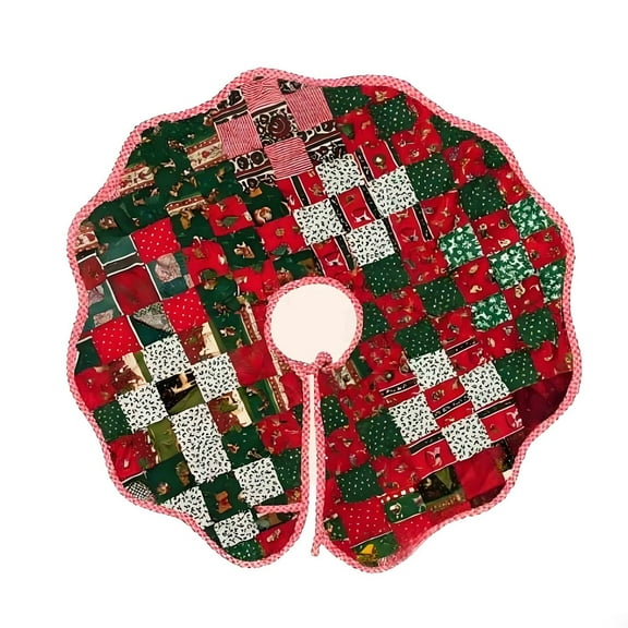 Bwiyojiz Home Decor Christmas Decorations Tree Skirts Cloth Cozy Patch Skirt Quilted Patchwork Vintage Holiday Mat Decoration, Gifts for Yourelf, Multicolor