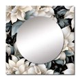 thumbnail image 2 of Designart "Exotic Floral Patternn Grey And White II" floral Square Mirror For Wall Decor - Large White Square Mirror Printed Wall Decor - Cottage Square Living Room Mirror, 2 of 5