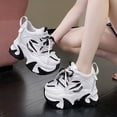 thumbnail image 5 of Willtoo Womens Chunky Platform Sneakers Lace Up Color Block High Heel Casual Shoes Fashion Thick Sole Comfort Walking Shoes, 5 of 6