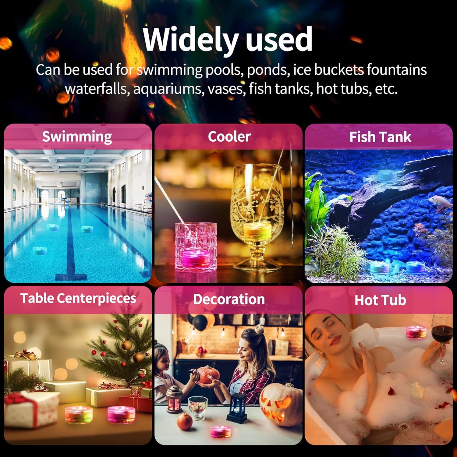 12 Pack Mini Submersible LED Lights with Remote,1.18 in Multicolor LED Tea Lights,Battery Operated Remote Control Tea Lights for Pool Pond Decoration
