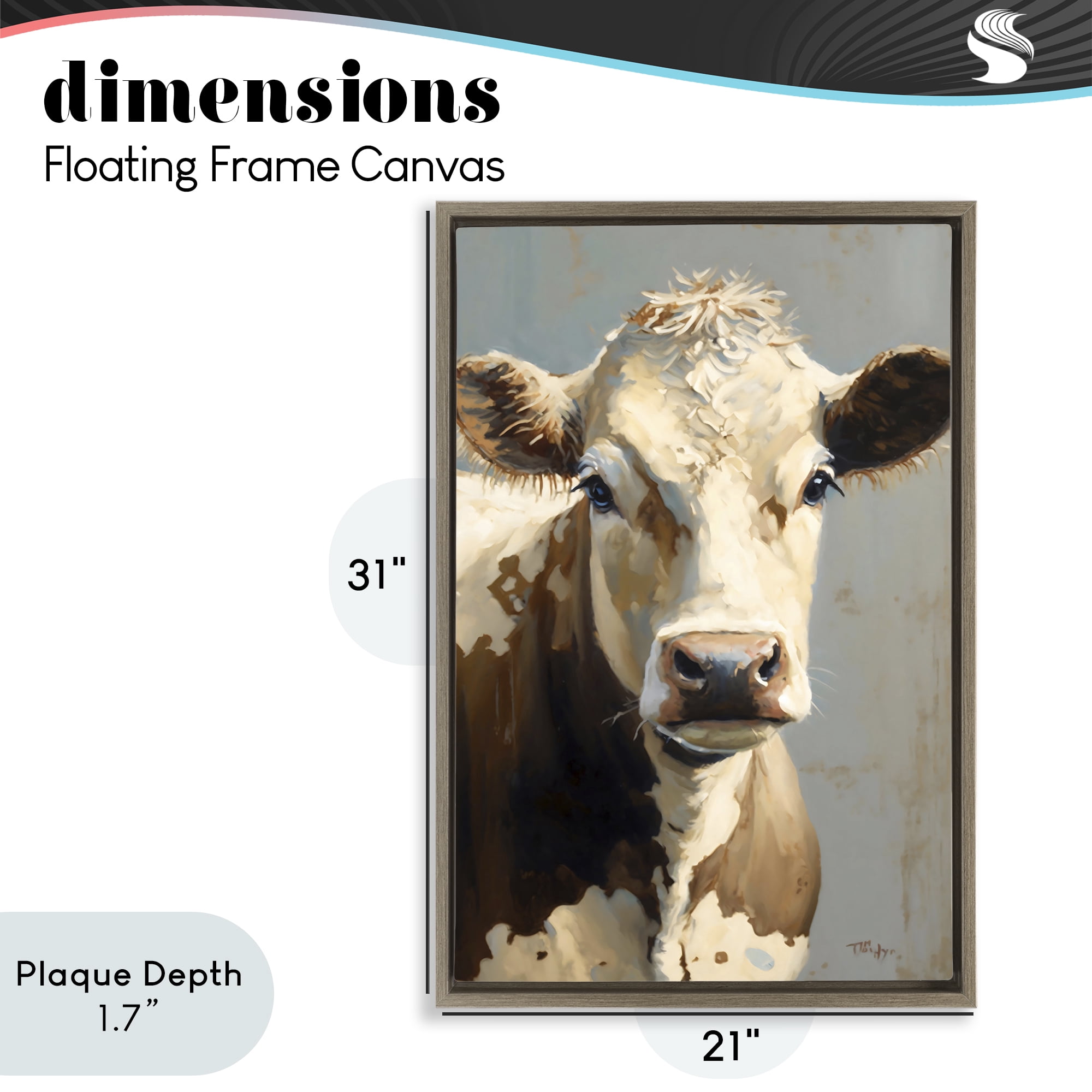 Stupell Industries Farmhouse Cow with Gentle Gaze Brown Framed Floater Canvas Wall Art, design by Creative Studio