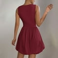 thumbnail image 4 of Ovzne Robes d'Été pour Femmes Robe de Plage Mode Dames Sans Manches Col Rond Robe Unie avec Poches Mini Robes Courtes Robe d'Été en Liquidation, 4 of 7