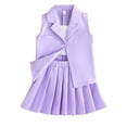 thumbnail image 2 of Cethrio Girls Dresses T-shirt + Skirt + V-est Three-piece Summer Purple Skirt Set Size 4Y, 2 of 5