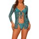 thumbnail image 1 of Conjuntos de bikini de leopardo para mujer, 3 piezas de trajes de baño con lazo y cubierta de malla pequeña verde, 1 of 5