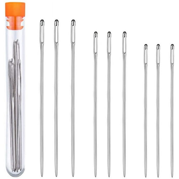 9 PCS Long Sewing Needles - 3 Sizes Stitching Needles, 4.9inch to 6.9inch Big Eye Hand Sewing Needles for Stitching and Crafting Projects