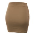 thumbnail image 2 of Doublju Women's Elastic Waist Stretch Bodycon Pencil Mini Skirt TAUPE S, 2 of 3