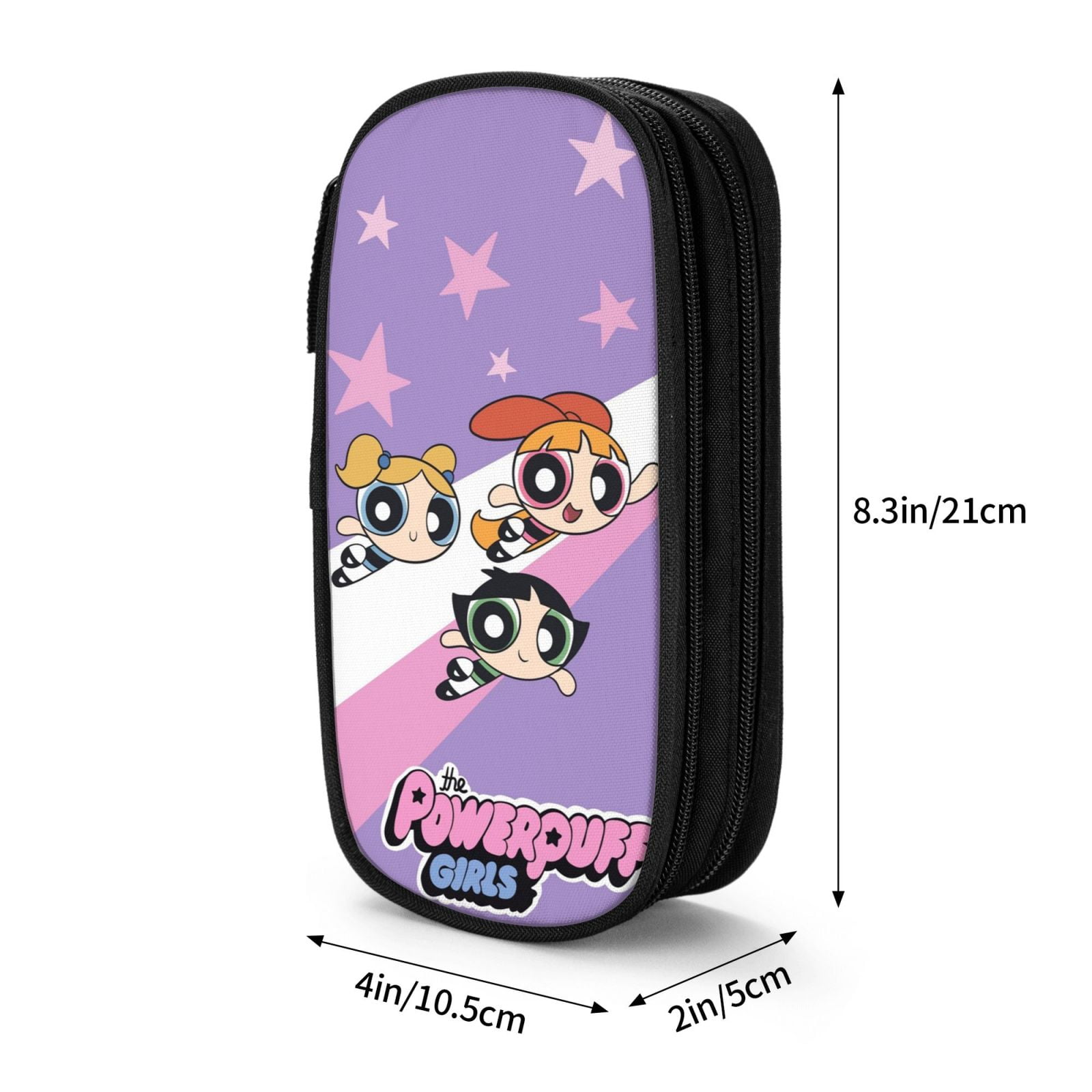 The Powerpuff Gi-rls Pencil Case Large Capacity Pencil Pouch Pen Bag Office Stationery Organizer Travel Makeup Bag Black