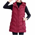 thumbnail image 2 of Hvyesh Women's Long Puffer Vest Plus Size Winter Quilted Hooded Sleeveless Jackets Trendy Zip Up Waistcoat Soft Solid Gilet with Pockets, 2 of 9