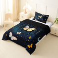 thumbnail image 2 of Manfei Twinkling Butterfly Printed Twin Comforter Sets,Cosmic Swirl Print Bedding Set,Blue Gold,Black Reversible,2-Piece,1 Comforter and 1 Pillowcase, 2 of 7