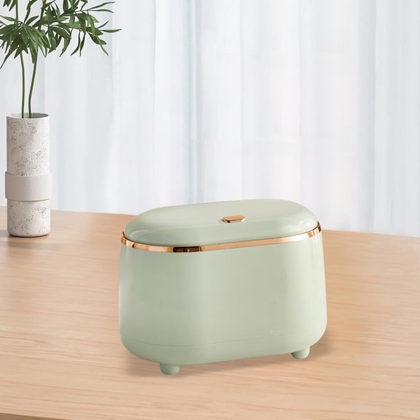 Mini papelera de mesa con tapa Papelera de reciclaje Manga de doble capa Papelera de forma moderna 7.5x4.7x5.5 pulgadas para mantener limpio y Verde claro Soledad bote de basura de escritorio