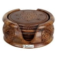 thumbnail image 4 of Wooden Round Carved Coaster Set for Kitchen/Dining Table,Set of 6, 4 of 7
