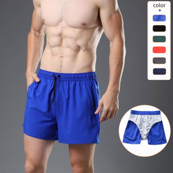 KIHOUT Men's Quick-Dry Stretch Athletic Shorts - 95% Polyester 5% Spandex, Elastic Drawstring Waist, Side Pockets, Short Length for Summer Running, Gym Training, Casual Wear