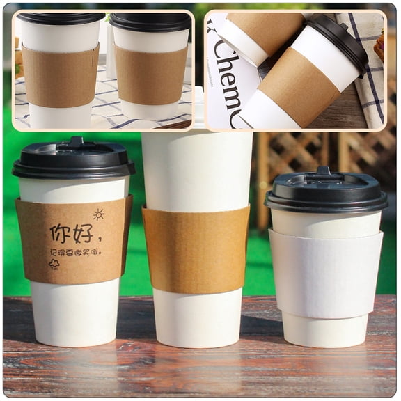 DRAFIDEEP 50Pcs Lightweight Brown Cup Cover Convenient Protective Sleeve for Outdoor Use
