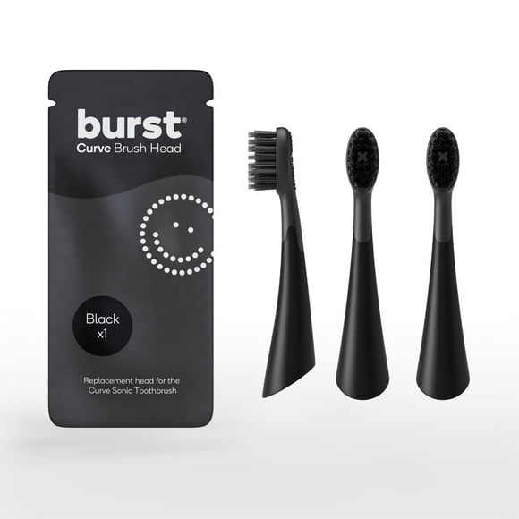 BURST Black Replacement Heads for Curve Sonic Electric Toothbrush (3 Pack) C3
