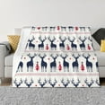 thumbnail image 3 of Throw Blanket for Couch, Stripes Navy Blue Deer Snowflake Super Soft Fuzzy Comfy Warm Throw Blanket, Cuteness Lightweight Cozy Plush Flannel Blanket & Throws for Sofa and Bed All Season, 3 of 5