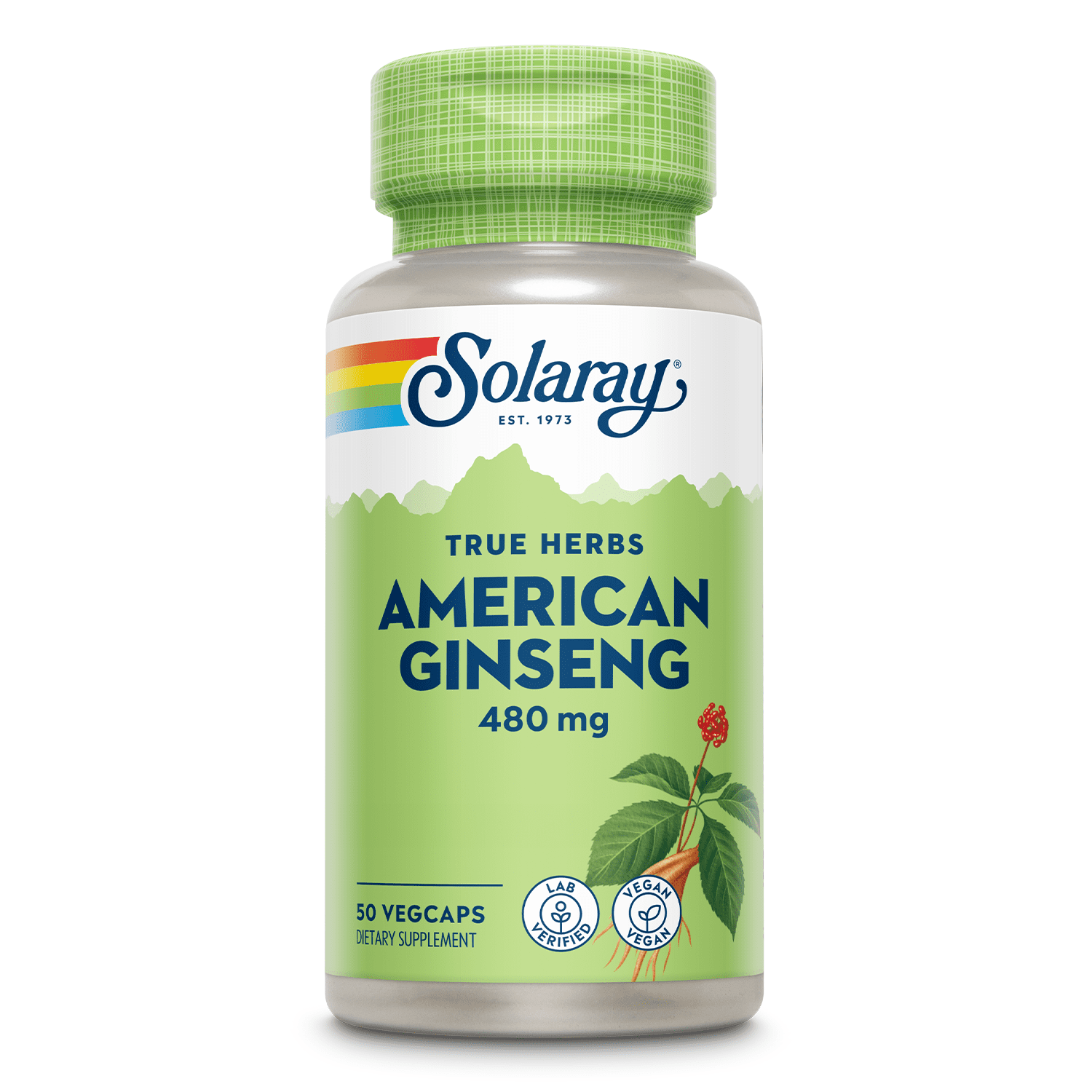 Solaray American Ginseng 480 mg | Adaptogenic Herb | Healthy Stress, Energy & Physical Endurance Support | 50 VegCaps