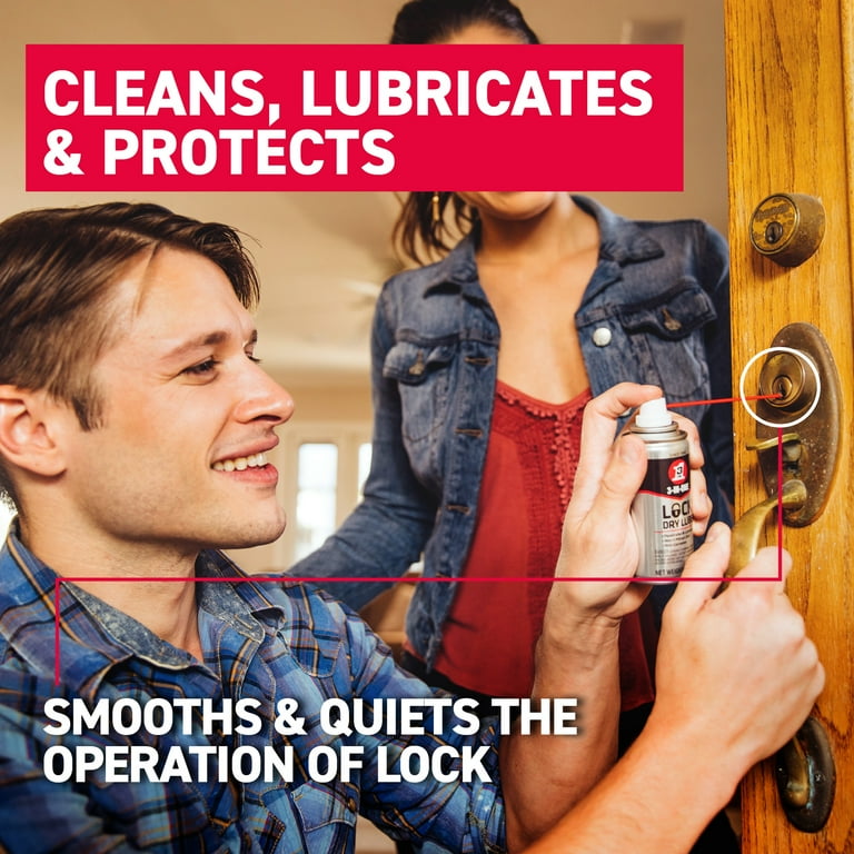 3-IN-ONE Lock Dry Lube Spray - Machine & Tool Lubricant, 2.5 oz