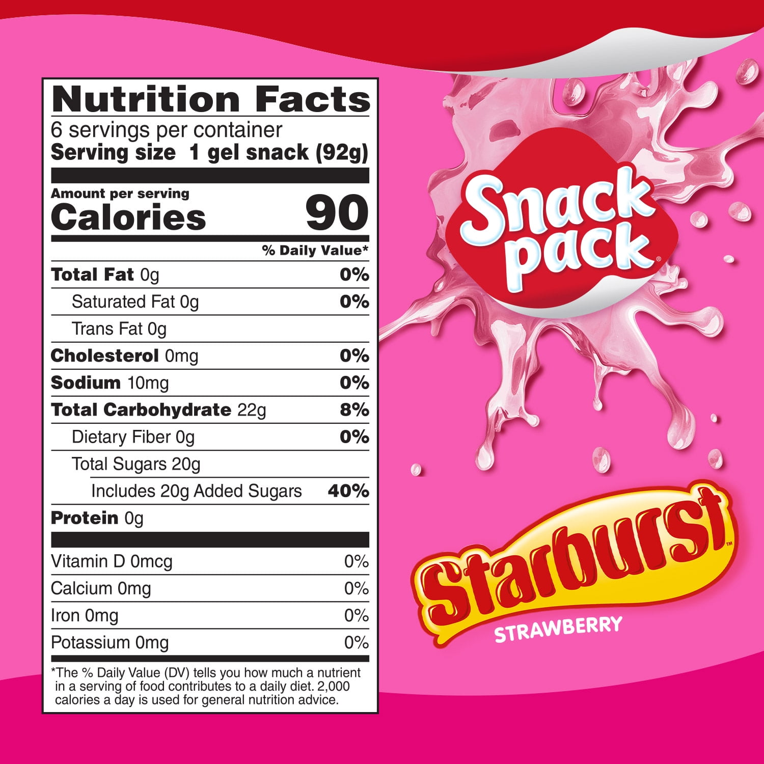 Snack Pack Pink STARBURST Flavored Juicy Gels Cups, 3.25 oz 6 Count
