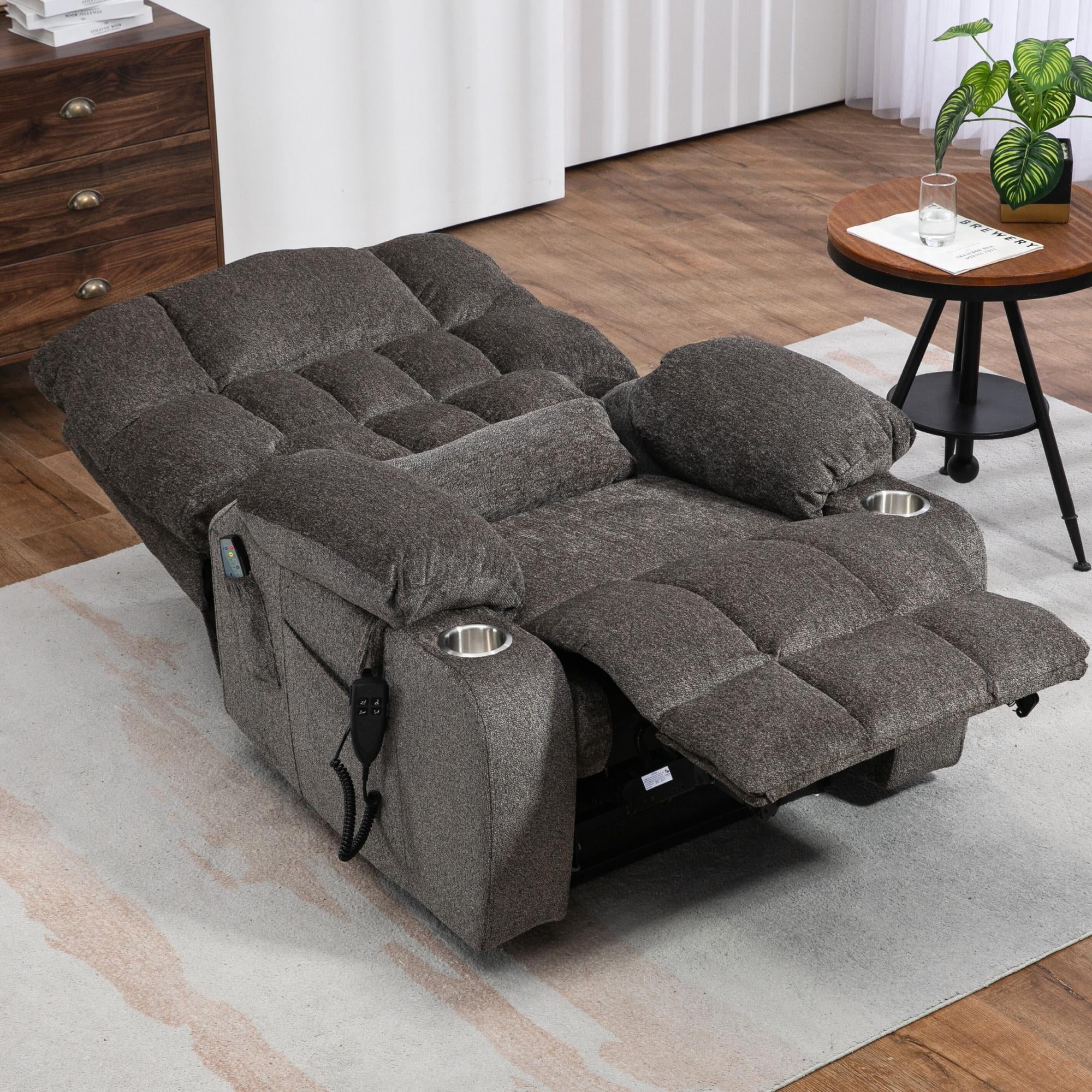 JUUXO Oversized Lay Flat Lift Recliner Chair with Cup Holders, Extra Large Power Lift Chair for Elderly with Heat & Massage, Big Tall 400 lbs