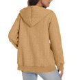 thumbnail image 3 of Women Oversized Hooded Zip Up Cardigan Sweatshirts Long Sleeve Hoodie Casual Lightweight Sweater Fashion Jacket, Light Tan, XL, 3 of 7