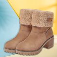 thumbnail image 2 of Bottes de Neige Chaudes Mi-Mollet à Talons Bas en Suède Pliable pour Femmes Automne Hiver, 2 of 8