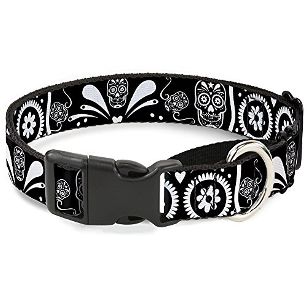 buckle-down sugar skulls black white martingale dog collar