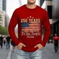 thumbnail image 5 of 250 Anniversary Usa Shirt Sporty Long Sleeve T Shirt Athletic Fit Crew Neck 250Th Mens Graphic Tees Red XL, 5 of 6