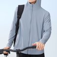 thumbnail image 4 of Siilsaa Men's Sun Protection Jacket Hooded Lightweight Full Zip Long Sleeve Cooling Hiking Fishing Performance Shirts GY2,2XL, 4 of 4