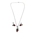 thumbnail image 4 of COLLAR DE BUHO ROJO CON ARETES DE PLATA, 4 of 4