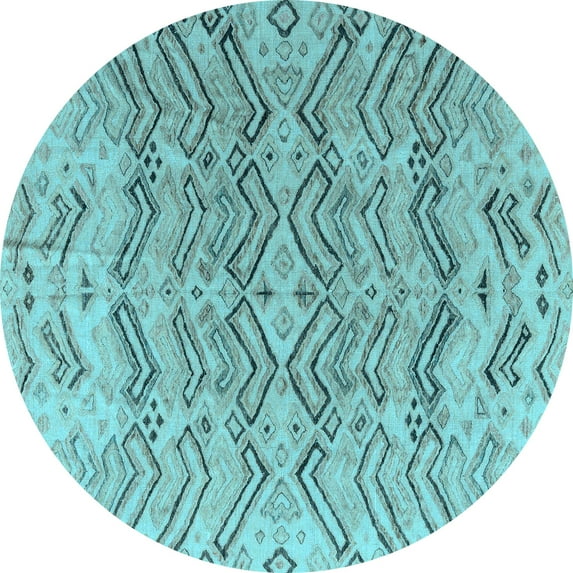 Ahgly Company Indoor Round Solid Light Blue Modern Area Rugs, 5' Round