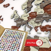 Colorfull Worlds Wood World Map Educational for Kids- Mixed XL