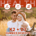 thumbnail image 3 of Vitamin D3 K2 Gummies Easy to Chew for Heart, Bone & Immune Support- 60 Ct by GPGP, 3 of 9
