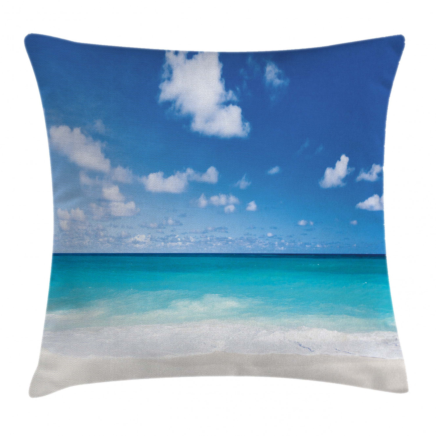 Ocean Throw Pillow Cushion Cover, Tropical Exotic Sandy Beach Caribbean