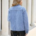 thumbnail image 4 of 2026 Women's Oversized Jean Jacket Vintage Washed High Neck Denim Jacket Asymmetrical Button Down Street Style Coat, XL, 4 of 7