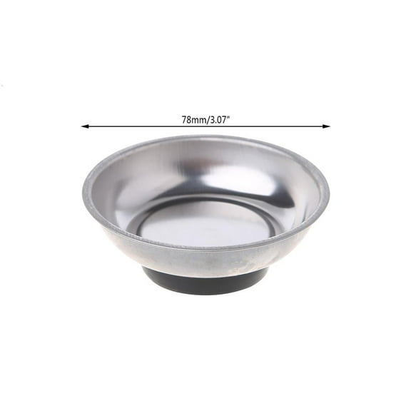 Yammee Round Magnetic Parts Tray Bowl Dish Stainless Steel Garage Holder Tool Organizer