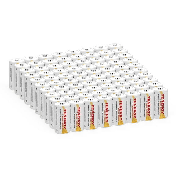 Tenergy D Size Rechargeable Batteries, 5000mAh NiCd Rechargeable Battery, 80 Pack