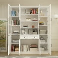 thumbnail image 3 of KULAGAGA 8-Door Bookcase Display Cabinet for Living Room , 78.7" Tall Freestanding Kitchen Pantry with Glass Door, White, 3 of 10