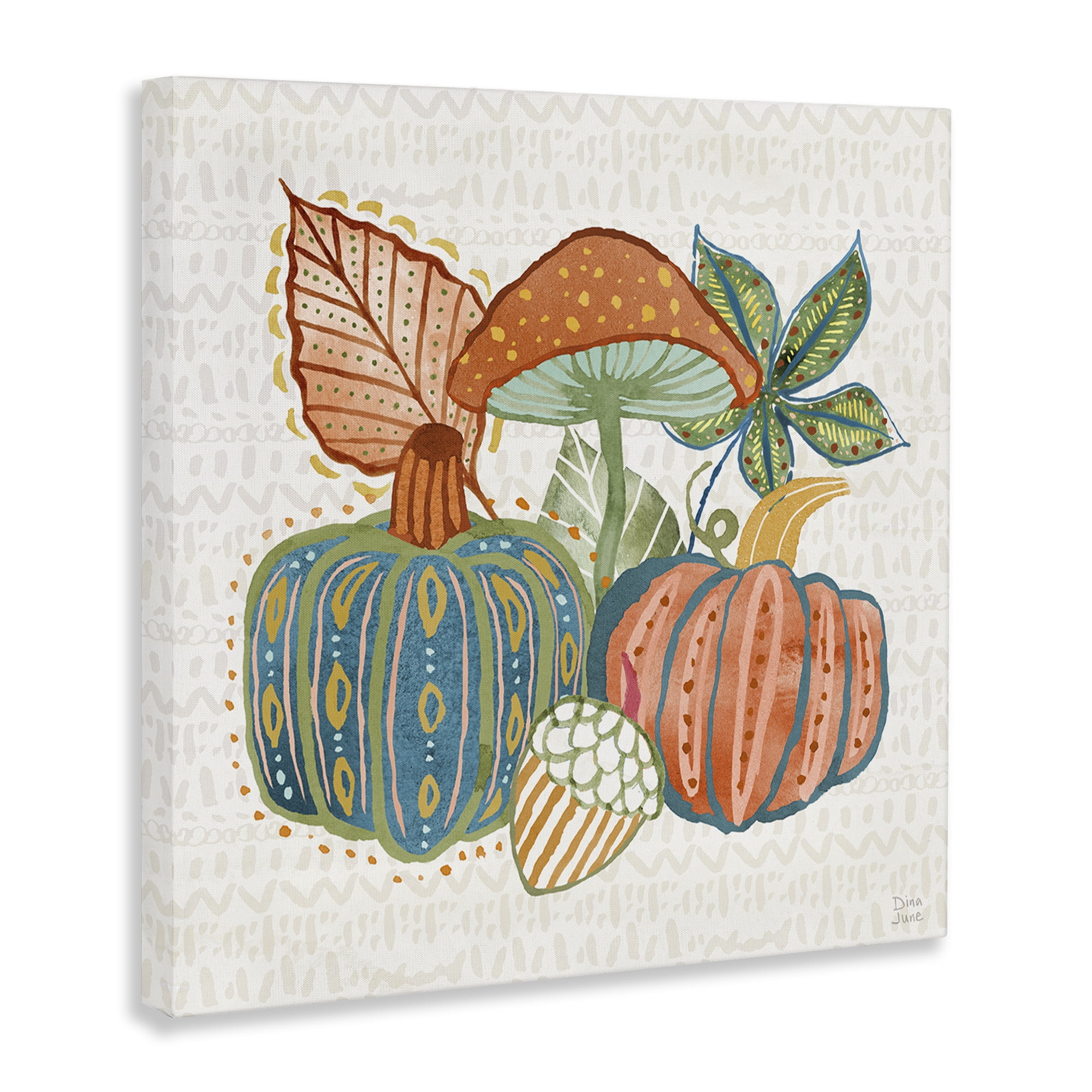 Stupell Industries Whimsical Harvest Gourds Holiday Painting Gallery Wrapped Canvas Art Prints Wall Art, 24 x 24
