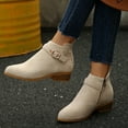 thumbnail image 6 of Wensltd Ankle Boots for Women Low Heel Round Toe Short Booties with Side Zipper Fall Winter Suede Boots, 6 of 9