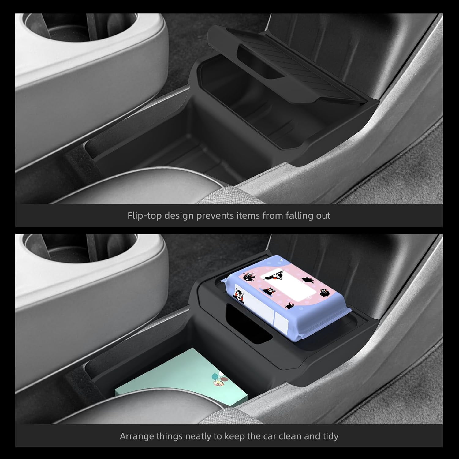 Lower Center Console for Tesla Model Y Juniper Standard Version 2026 2025 Lower Storage Organizer Accessories Interior Storage Insert Tray TPE Black