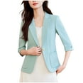 thumbnail image 5 of Uaswgudfs Womens Linen Blazer Notch Lapel One Button Suit Coat Jackets, 5 of 8